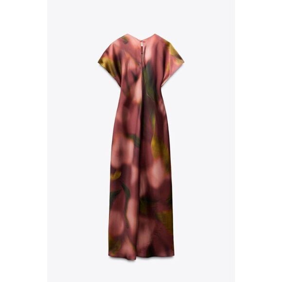 Zara Womens Midi Dress Size L Multicolor Tie Dye Satin Effect 2193/105 NWT - Picture 4 of 16